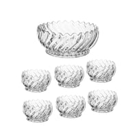 طقم تقديم حلى زجاج فاخر مكون من 7 قطع