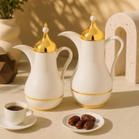 طقم ترامس الدلة من ألاسكا لون أبيض لؤلؤي مع ذهبي