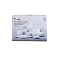 طقم عشاء ميلامين 40 قطعة 6 أشخاص لون أبيض