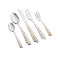 طقم ملاعق استيل فضي مذهب 30 قطعة