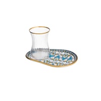 طقم شاي زجاج تركي فاخر 18 قطعة بألوان عصرية