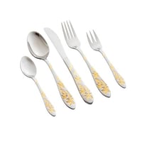 طقم ملاعق استيل فضي مذهب 30 قطعة