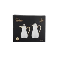 طقم ترامس ميرا أبيض مع ذهبي قطعتين