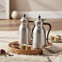 طقم ترامس علا قطعتين نيكل مطفي يد خشبي