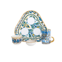 طقم تقديم شاي وقهوة زجاج تركي 4 قطع بألوان عصرية