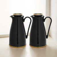 طقم ترمس ألاسكا قطعتين لون أسود مع ذهبي