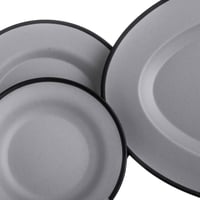 طقم عشاء ميلامين 40 قطعة 6 أشخاص لون رمادي