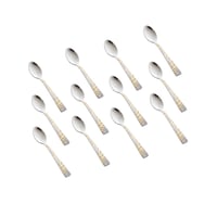 طقم ملاعق حلا ستيل مع ذهبي 12 قطعة