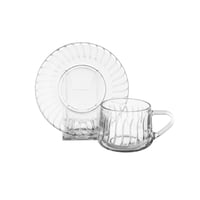 طقم أكواب شاي مع صحون زجاج شفاف - 12 قطعة 230 مل