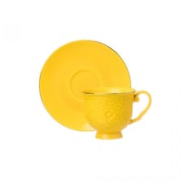 فنجان شاي بورسلين 2 قطعة لون أصفر
