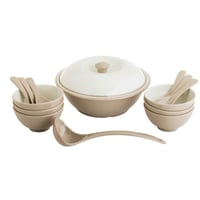 طقم شوربة ميلامين 15 قطعة 6 أشخاص لون بيج