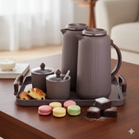 طقم ترامس لوفر مع تبسي وسكرية بني خشبي