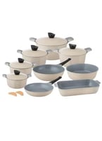 طقم قدور جرانيت جويل 16 قطعة بيج