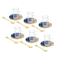 طقم شاي زجاج تركي 18 قطعة بألوان عصرية