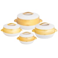 طقم حافظات طعام بلاستيك 4 قطع أبيض