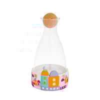 جك عصير زجاج مع غطاء خشب وقاعدة رمضانية ملونة , مق...