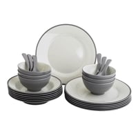 طقم عشاء ميلامين 24 قطعة 6 أشخاص لون رمادي