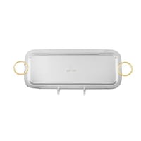 صينية تقديم مستطيل استيل 35 سم فضي ذهبي