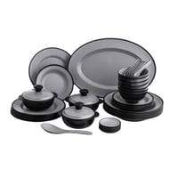 طقم عشاء ميلامين 40 قطعة 6 أشخاص لون رمادي