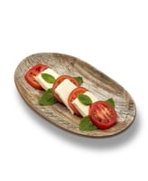 صحن تقديم ميلامين بيضاوي 18 سم خشبي