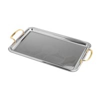 طقم صواني تقديم استيل مع ذهبي 3 قطع