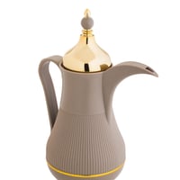 ترمس الدلة من ألاسكا 1 لتر لون بني فاتح مع ذهبي