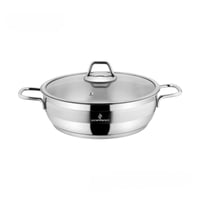 قدر طبخ منخفض سوفت استيل تركي غطاء زجاج مقاس 14 سم