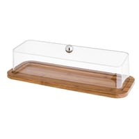 صحن كيك خشب بغطاء أكليرك شفاف 38 سم