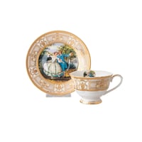 طقم سفرة بورسلين روميو وجوليت مطلي بالذهب 107 قطعة