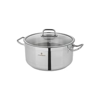 قدر طبخ أطلس استيل تركي غطاء زجاج مقاس 18 سم