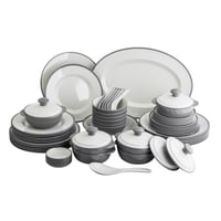 طقم عشاء ميلامين 57 قطعة 6 اشخاص لون رمادي