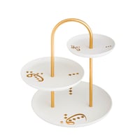 شيالة حلاوة سيراميك 3 دور لون أبيض ذهبي