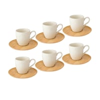 طقم فناجين قهوة تركي صحن خشبي