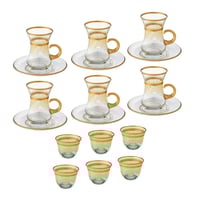 طقم شاي وقهوة زجاج 18 قطعة تركي