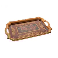 صينية تقديم خشب لون بني مع ذهبي 40 سم