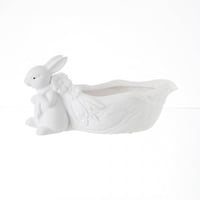 سلة سيراميك شكل أرنب لون أبيض