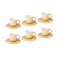 طقم فناجين قهوة تركي بيج ذهبي 12 قطعة