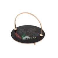 شيالة حلى زجاج يد معدن ذهبي 25 سم