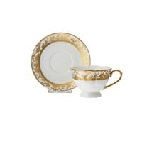 طقم فنجان شاي بورسلين ذهبي 2 قطعة