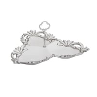 صحن تقديم بورسلين مقسم ثلاثي مع حامل فضي