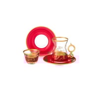 طقم شاي وقهوة زجاج تركي 18 قطعة