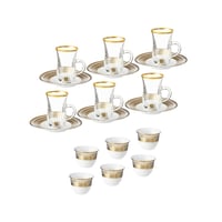 طقم شاي وقهوة بورسلين 18 قطعة ذهبي
