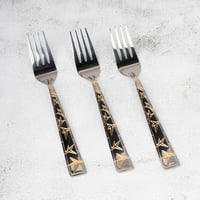 طقم شوكة أكل ستار ستيل ذهبي 6 حبة