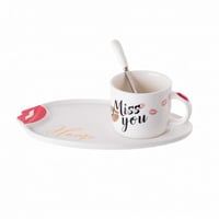 طقم كوب صحن تقديم بورسلين