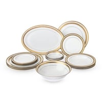 طقم سفرة بورسلين ذهبي فاخر 18 قطعة