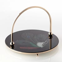 شيالة حلى زجاج يد معدن ذهبي 25 سم