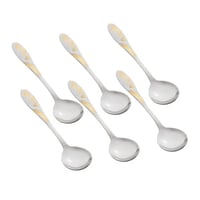 طقم ملاعق شوربة ستيل ذهبي 6 قطع