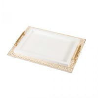 صينية تقديم خشب لون أبيض ذهبي