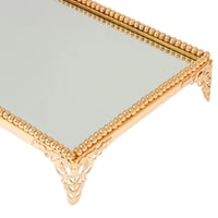 صينية تقديم مستطيل مراية ذهبي برجول 34 سم