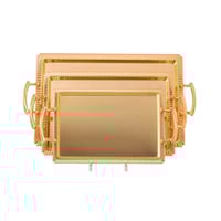 طقم صواني ستيل ذهبي كامل 3 قطع